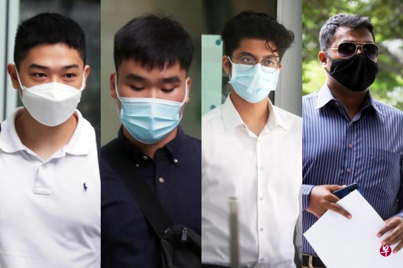 吴亦仁（左起）、罗伟康、沙拉夫以及拉奥，今天承认抵触违反冠病19（临时措施）（管制令）条例。（档案照） 