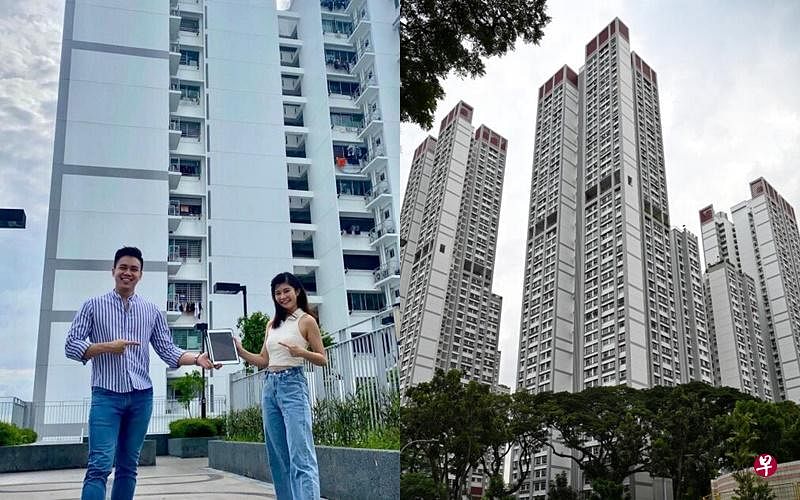 左图：房屋经纪龙计豪与王愉雯。（受访者提供）右图：City Vue@Henderson。（海峡时报） 