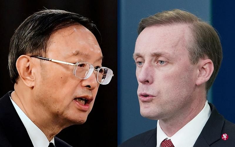 美国白宫说，美国国家安全顾问沙利文（右）与中共中央外事工作委员会办公室主任杨洁篪，在卢森堡就一系列地区和全球安全问题进行了“坦诚、实质及富有成果的讨论”。（路透社、法新社） 