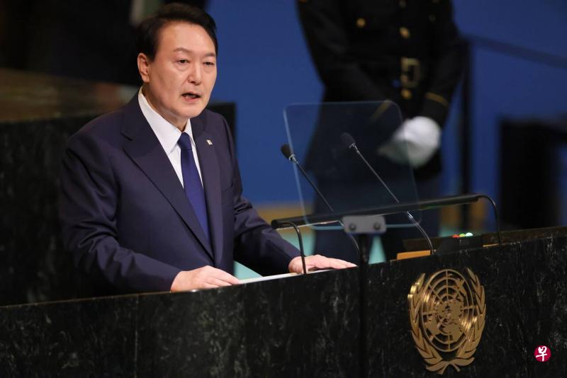 韩国总统尹锡悦强调，朝鲜开发核武器是对国际核不扩散体系的正面挑战。（法新社）

 