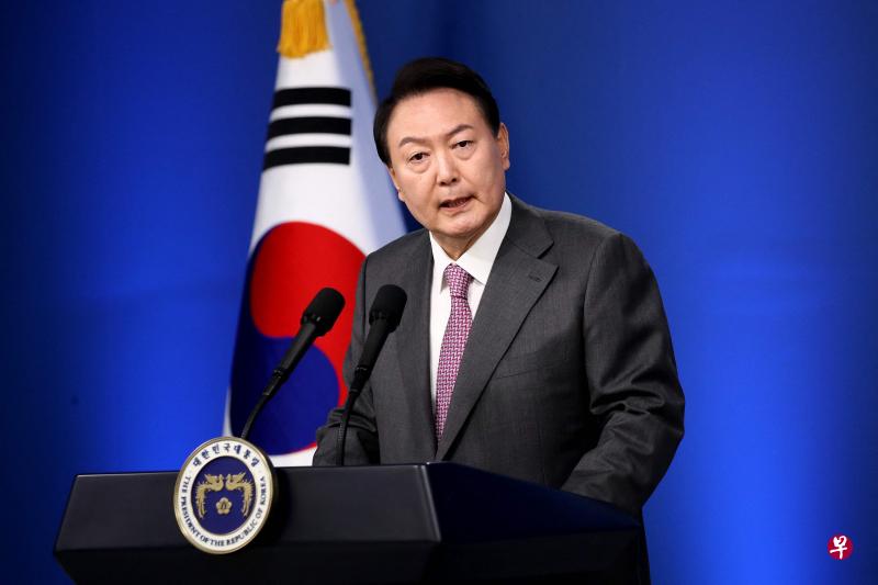 尹锡悦14日发表声明说，自他上任以来，韩国政府一直努力不懈，以坚不可摧的态势应对朝鲜的挑衅。（法新社） 