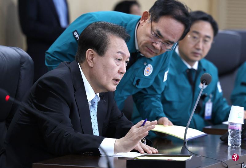 朝鲜2日早上发射多枚弹道导弹，韩国总统尹锡悦随即召开国家安全保障会议。（法新社） 
