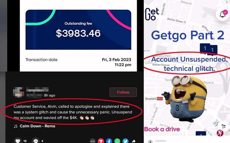 左上图：网友申诉租车两小时竟要付费近4000元。 （取自TikTok）左下图和右图：客服人员之后联系网友解决问题。（取自TikTok） 