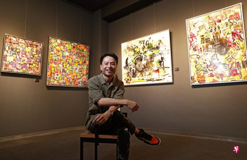 本地画家潘裕康带来个展“纷乱中对焦”。（叶振忠摄） 