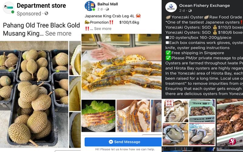 当局证实接到多起脸书诈骗页面的报案，这些页面包括Grocery Retail、Department Store、Juewei Food、Baihui Mall和Ocean Fishery Exchange。（新加坡警察部队提供） 