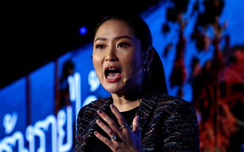 36岁的佩通坦在泰国的整体人气很高。民调显示她是最多选民支持的首相人选，支持率达32％。（路透社）