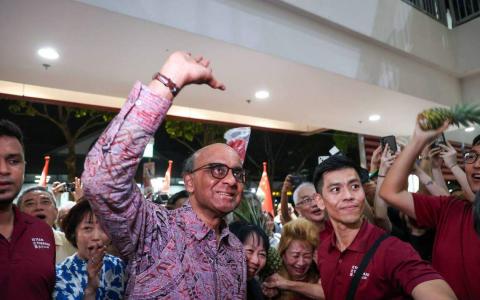 尚达曼以70.40％得票率当选，将成为我国第九位总统。（关俊威摄）