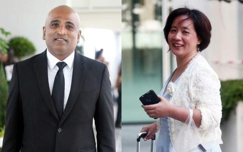 吊牌律师拉维（左）和许晓沛（前译许淑慈）涉嫌在总统选举冷静期，屡次在网上发布竞选宣传内容。（档案照片）