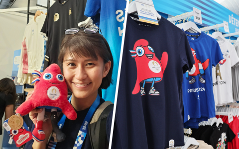 记者何欣颜在巴黎奥运会媒体中心的第一天。（何欣颜提供）