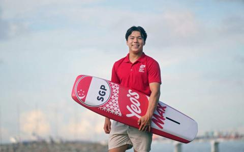 我国帆船小将墨士廉被视为本届奥运会帆船新项目——水翼风筝板的夺冠热门。（谢智扬摄）