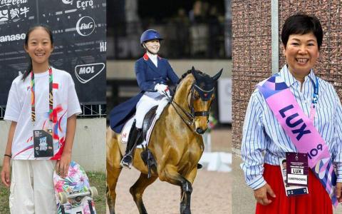 中国滑板选手郑好好（左）是本届奥运会年纪最小（11岁）的运动员。加拿大选手吉尔·欧文（中）和乒乓球好手倪夏莲则是年龄最大（61岁）的运动员。（互联网）