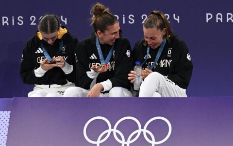 8月5日，巴黎奥运会女子三人篮球项目，德国队摘金。（路透社 ）