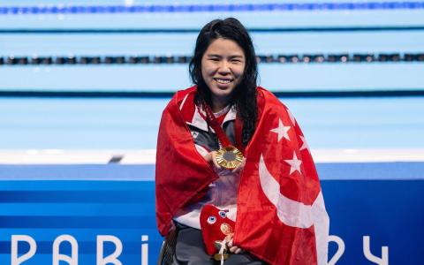 我国泳将叶品秀连续三届残奥会以双金结束征程。（新加坡体育理事会）