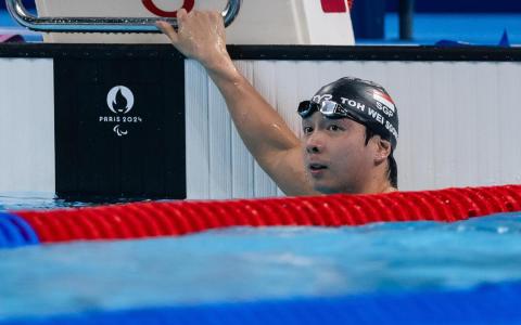 这是杜维崧本届残奥会第二次晋级决赛，之前在50米自由泳S7级决赛中以29秒51的成绩排名第八。（新加坡体育理事会提供）