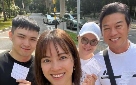 洪慧芳一家四口去投票。（取自洪慧芳IG）