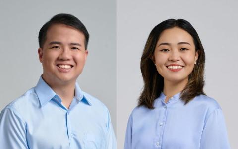 刘宇扬（左）是惹兰加由区参选人，蒋佩姗（右）则是工人党淡滨尼集选区团队的成员。（工人党提供）