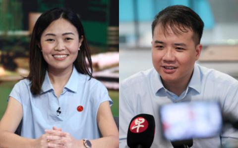 刘宇扬（右）有法律背景，是一家金融科技公司的产品经理；蒋佩姗（左）则是前外交官，目前在一家慈善机构任职。（档案照片）