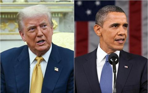 美国总统特朗普（左）星期二（7月22日）说，奥巴马（右）2016年诬陷他与俄罗斯串通为“叛国罪”。奥巴马办公室驳斥特朗普的指控“荒唐可笑”。（法新社、Pixabay）