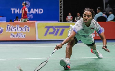 我国女将努尔因斯利亚以第一单打身份亮相女团半决赛。（白艳琳摄）