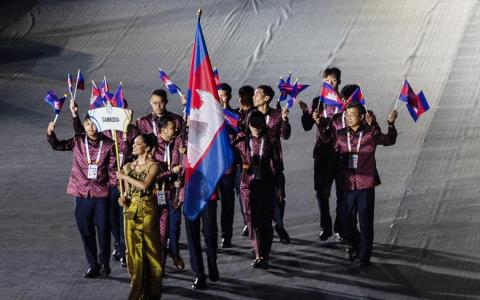 柬埔寨东运会代表团由137名成员组成，原定计划参加12项比赛。（白艳琳摄）