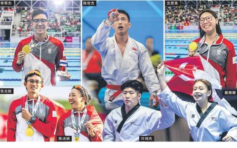 我国健儿在2025年泰国东运会正式开幕后的首日（12月10日），在四个大项中拿到五枚金牌。（全国奥理会提供、海峡时报、白艳琳摄）