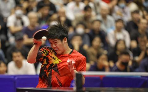 郭勇一人贡献两分，帮助我国男子乒乓球队晋级决赛。（白艳琳摄）