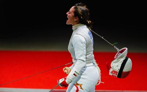 我国花剑名将阿米塔夺得个人第三枚东运会金牌。（新加坡体育理事会提供）