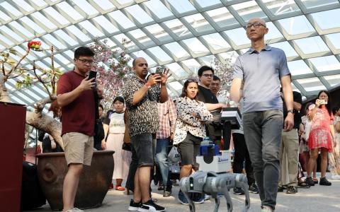 滨海湾花园推机器导盲犬 助视障者自主游园　　