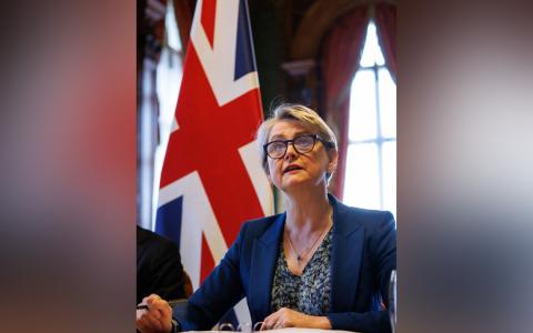 4月2日，英国外长库珀在伦敦主持召开虚拟会议，讨论重新开放霍尔木兹海峡的问题。 （彭博社）