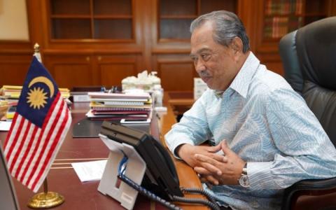 马来西亚首相慕尤丁致电李显龙总理，祝贺他和人民行动党团队在大选中获胜。（慕尤丁面簿截图）