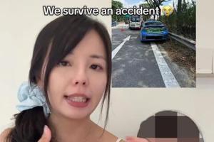 李蕊琪回忆当时惊魂未定。她说，幸好当时没有闭眼小憩，否则就无法及时做出反应。（受访者提供）